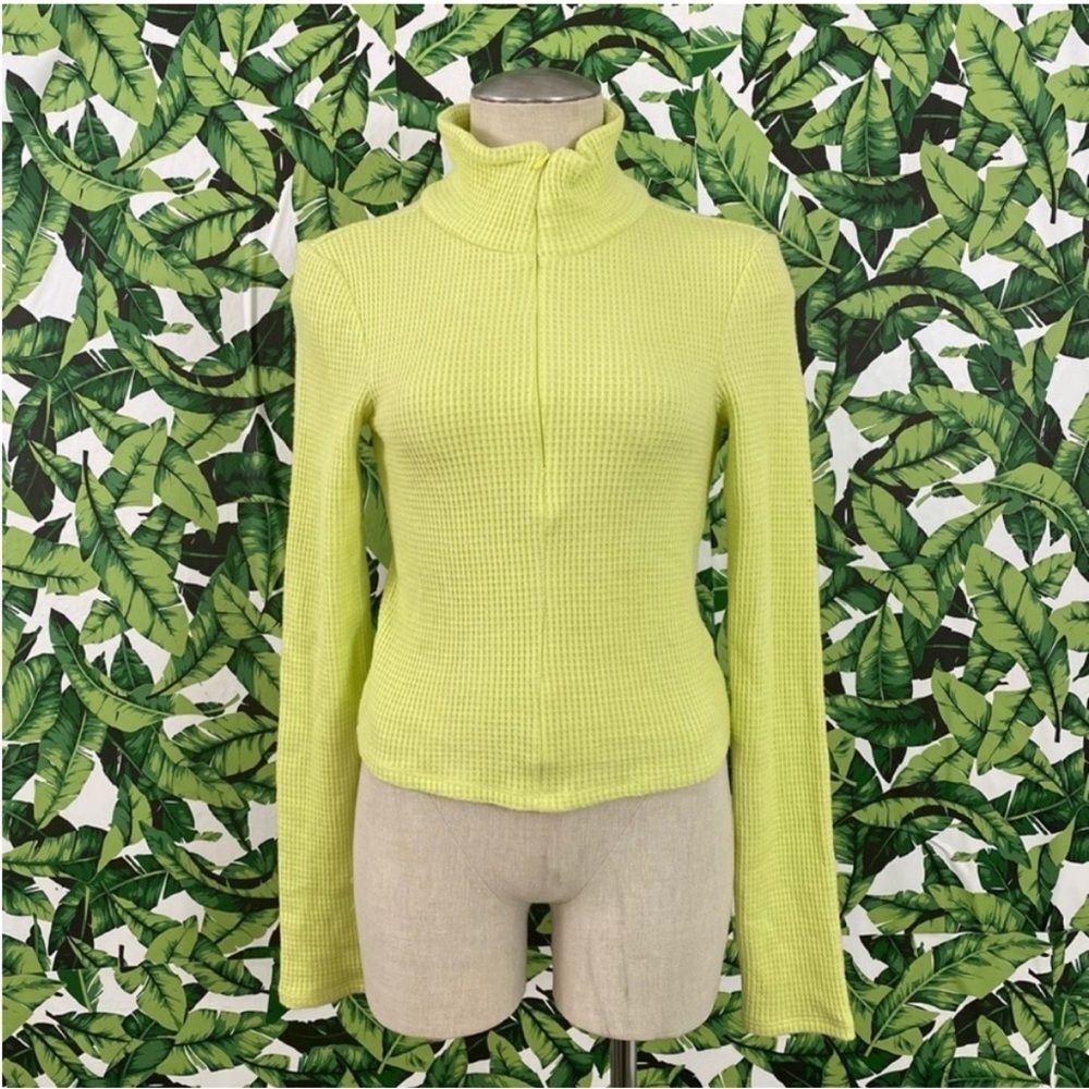 BDG Waffle Knit Half Zip High Neck Top 199